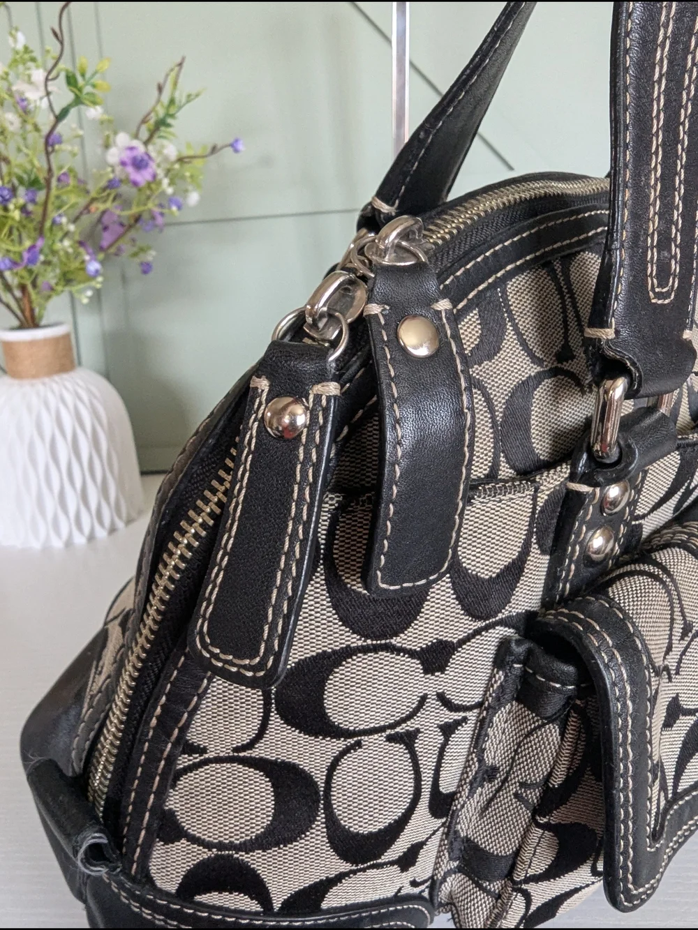 vintage Coach Hampton Signature Miranda Domed Satchel